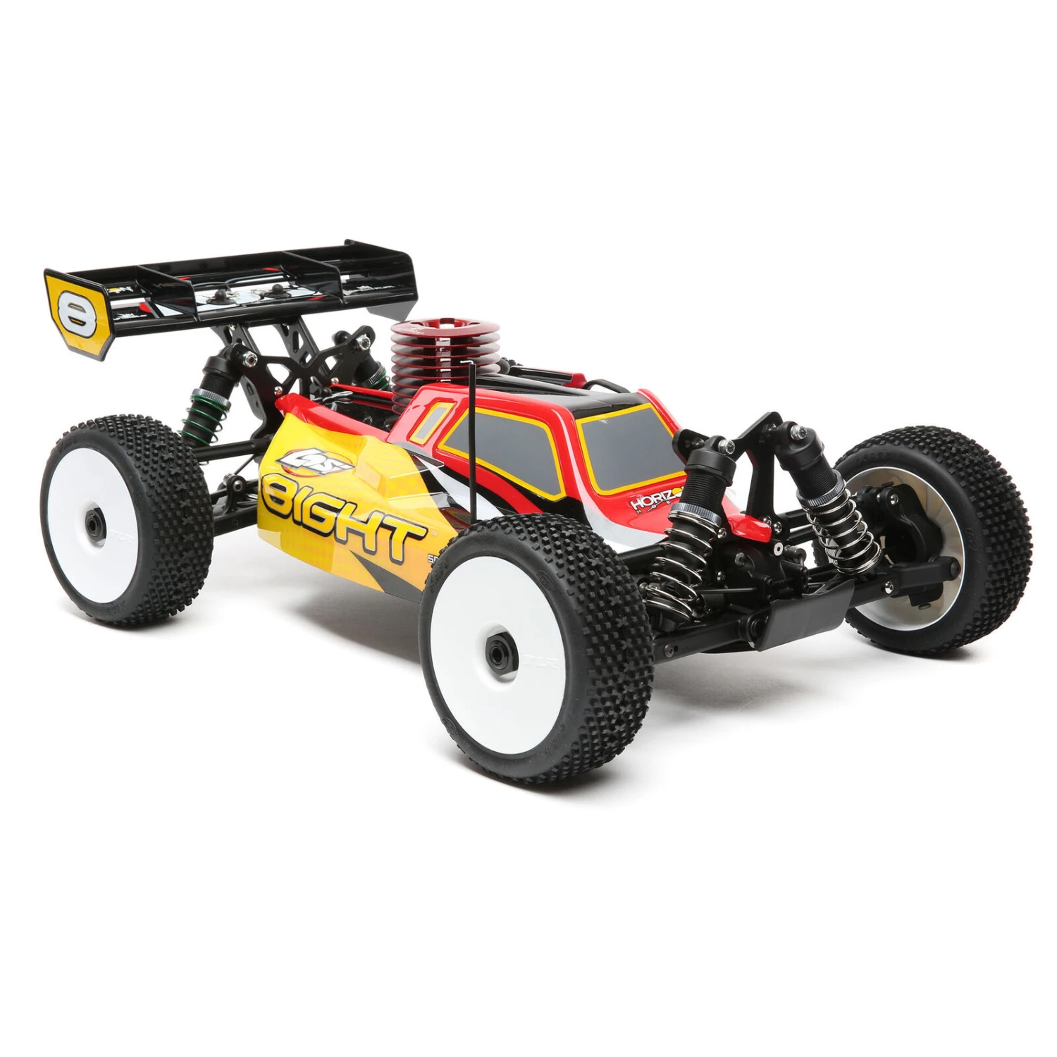 Losi 1/8 8IGHT 4WD Nitro Buggy RTR, Red/Yellow - SCRATCH & DENT 4 Losi 1/8 8IGHT 4WD Nitro Buggy RTR, Red/Yellow - SCRATCH & DENT - Image 2