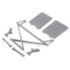 Losi Rear Tower Support, X-Bar, Mud Guards, Gray: Rock Rey