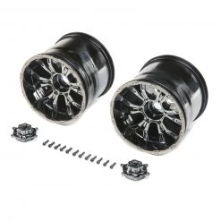 Losi 1/8 420S Force Front/Rear 4.1 Wheels with Cap, Black Chrome, 20mm Hex (2): XXL/2