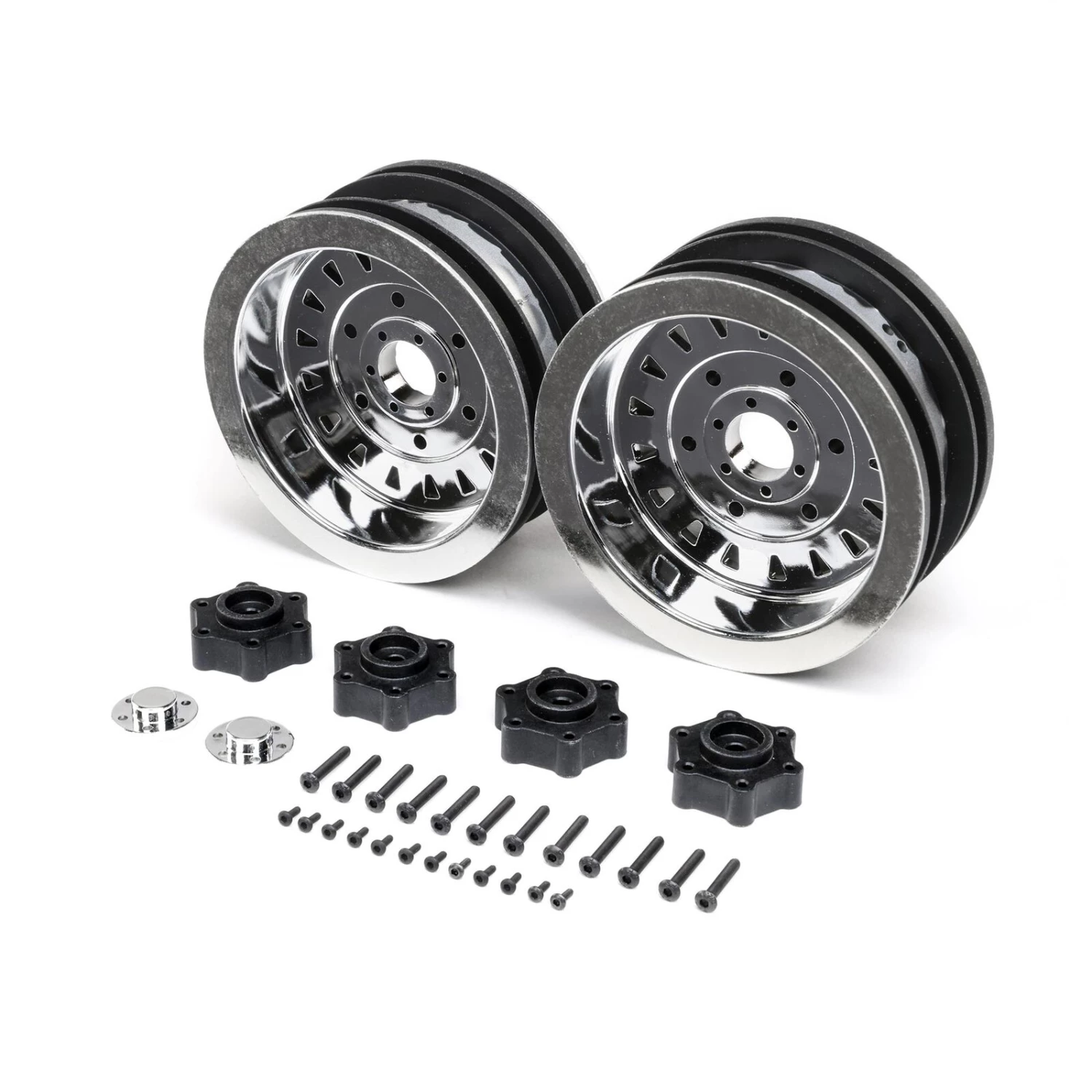 Losi D&D Mega Truck Wheel, Chrome (2): LMT Mega 3 Losi D&D Mega Truck Wheel, Chrome (2): LMT Mega