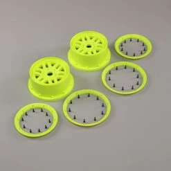 Losi 1/5 Front/Rear Wheel And Beadlock Set, 24mm Hex, Yellow (2): 5ive-T 2.0