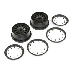 Losi 1/5 Front/Rear 4.75 Wheel and Beadlock Set, 24mm Hex, Black (2): 5ive-T 2.0