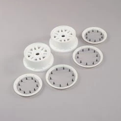 Losi 1/5 Front/Rear 4.75 Wheel and Beadlock Set, 24mm Hex, White (2): 5ive-T 2.0